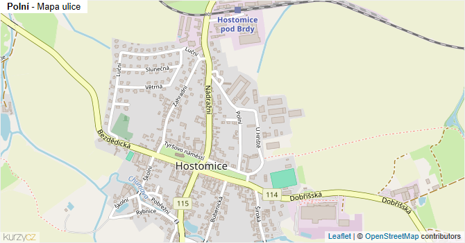Polní - mapa ulice