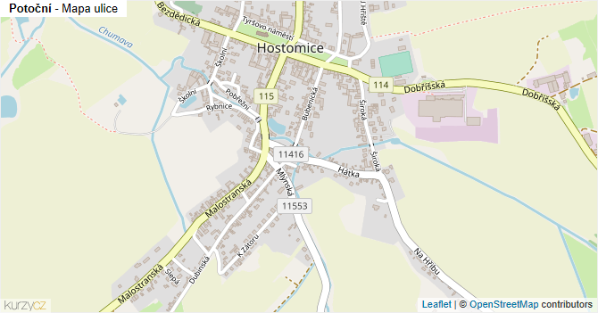 Potoční - mapa ulice