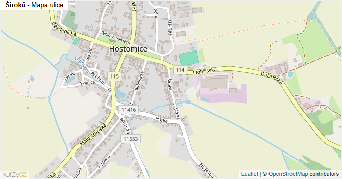 Široká - mapa ulice