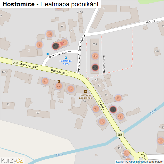 Mapa Hostomice - Firmy v obci.