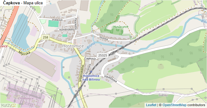 Čapkova - mapa ulice