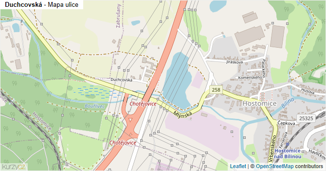 Duchcovská - mapa ulice