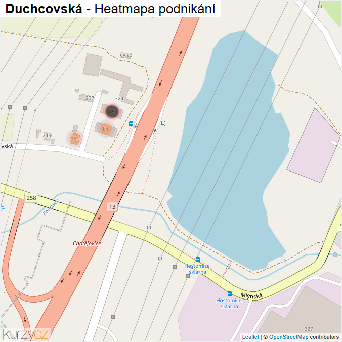 Mapa Duchcovská - Firmy v ulici.