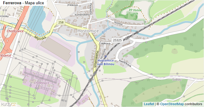 Ferrerova - mapa ulice