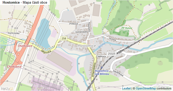 Hostomice - mapa části obce