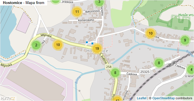Hostomice - mapa firem