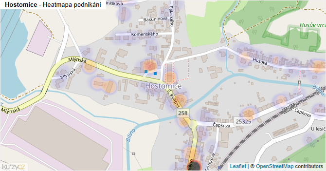 Hostomice - mapa podnikání