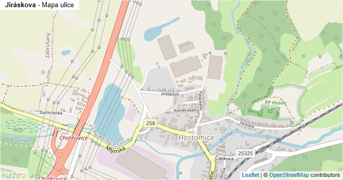 Jiráskova - mapa ulice