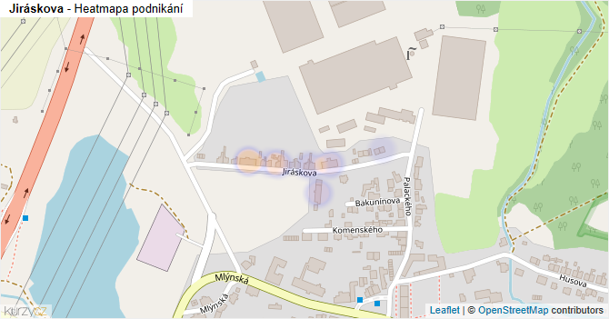 Jiráskova - mapa podnikání