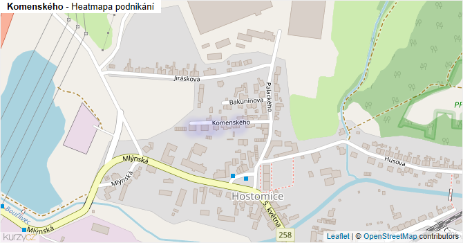 Komenského - mapa podnikání