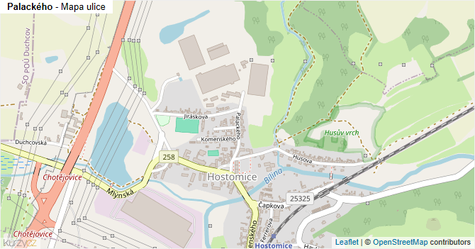 Palackého - mapa ulice