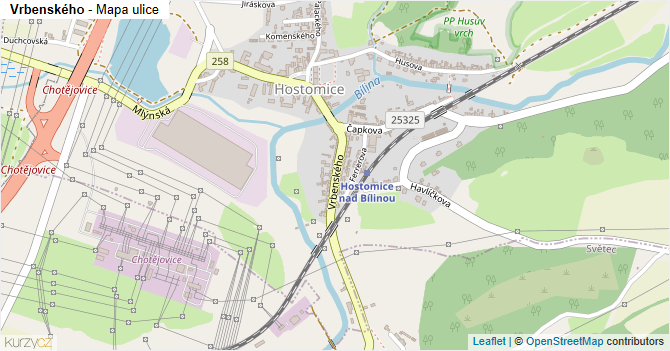 Vrbenského - mapa ulice