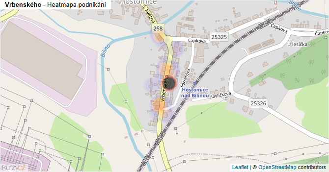Vrbenského - mapa podnikání