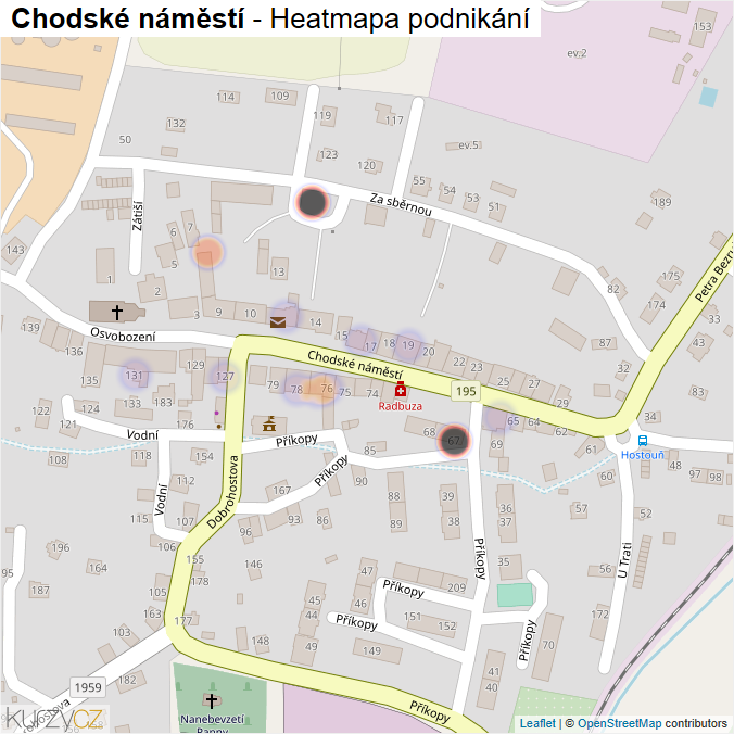 Mapa Chodské náměstí - Firmy v ulici.