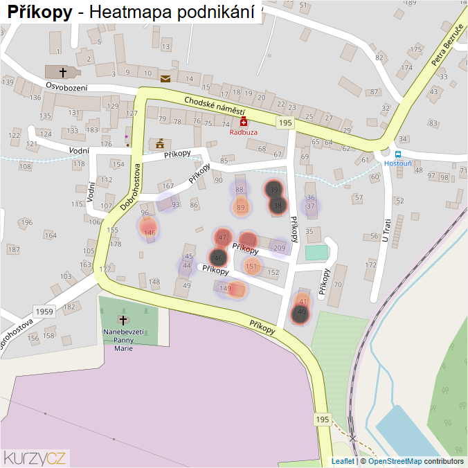 Mapa Příkopy - Firmy v ulici.
