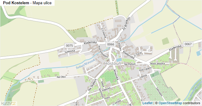 Pod Kostelem - mapa ulice
