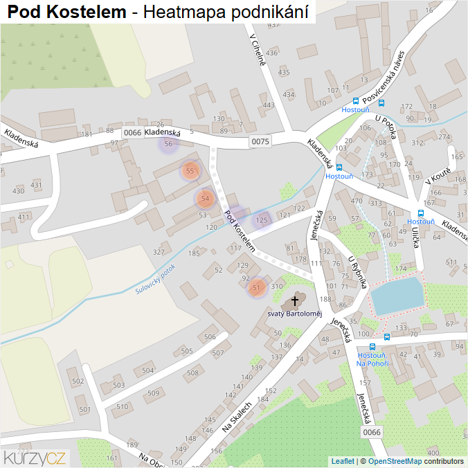 Mapa Pod Kostelem - Firmy v ulici.