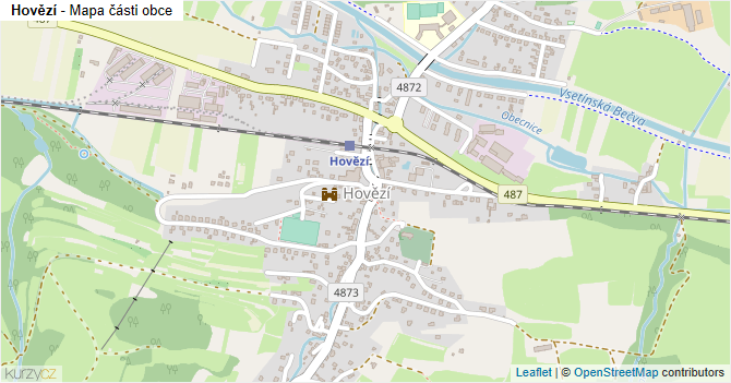 Hovězí - mapa části obce
