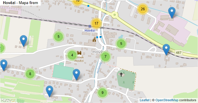 Hovězí - mapa firem