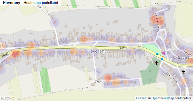 Hovorany - mapa podnikání