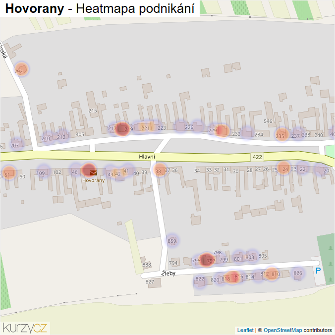 Mapa Hovorany - Firmy v obci.