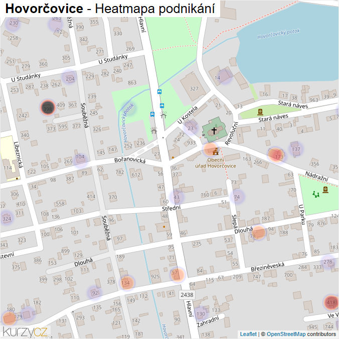 Mapa Hovorčovice - Firmy v obci.