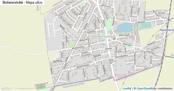 Bořanovická - mapa ulice