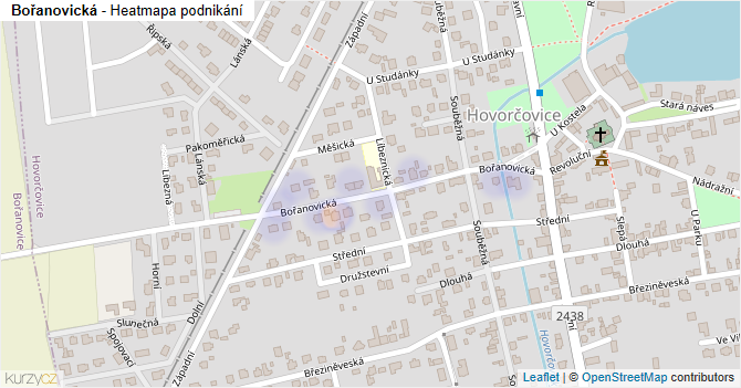 Bořanovická - mapa podnikání
