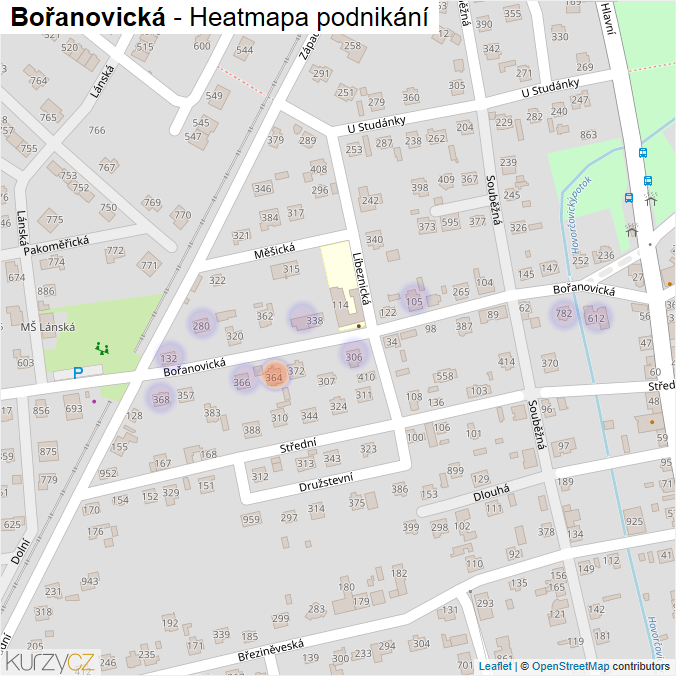 Mapa Bořanovická - Firmy v ulici.
