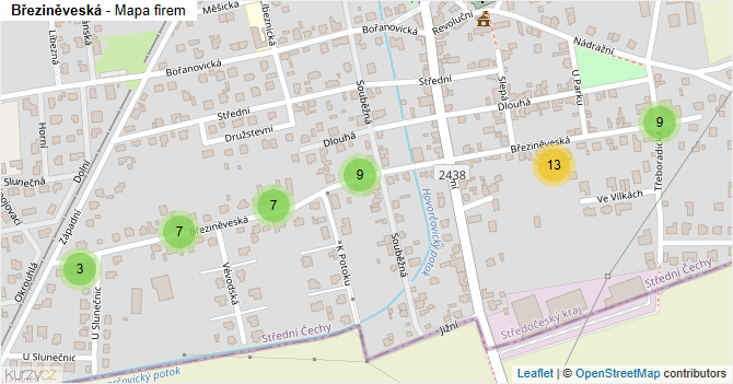 Březiněveská - mapa firem
