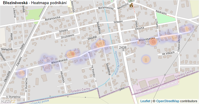 Březiněveská - mapa podnikání