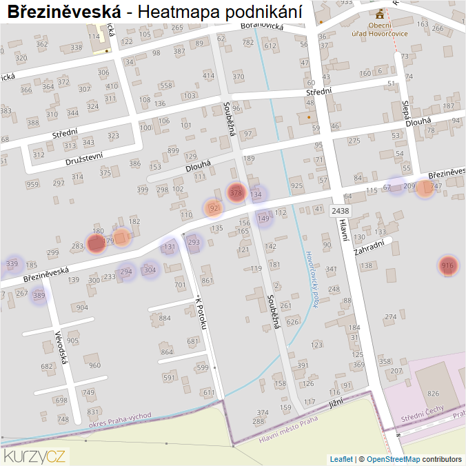 Mapa Březiněveská - Firmy v ulici.