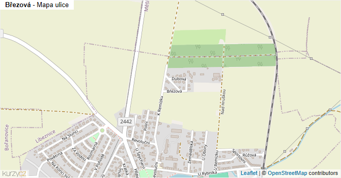 Březová - mapa ulice