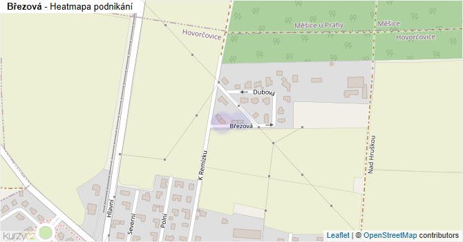 Březová - mapa podnikání