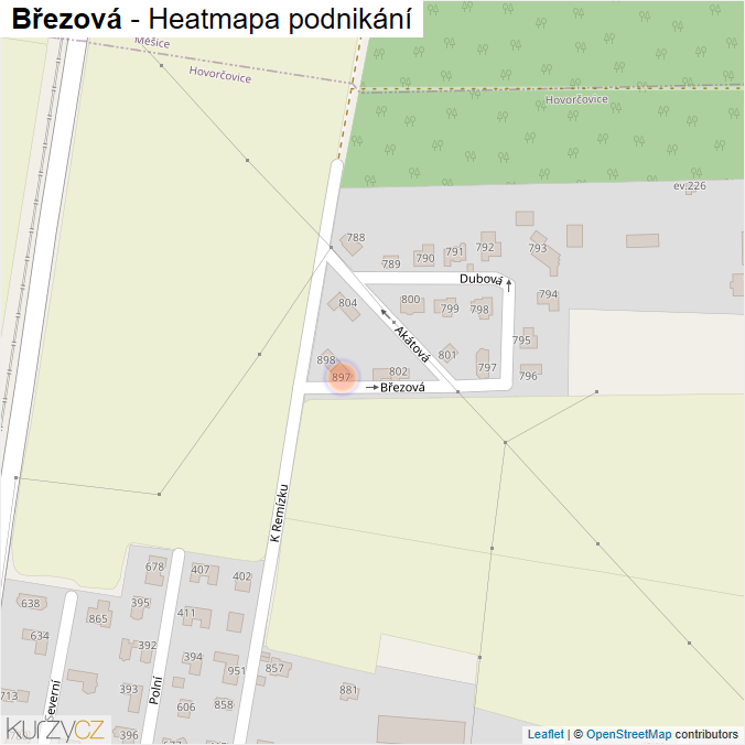 Mapa Březová - Firmy v ulici.