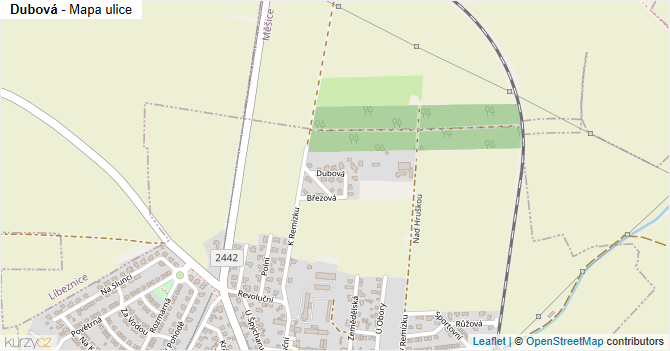 Dubová - mapa ulice