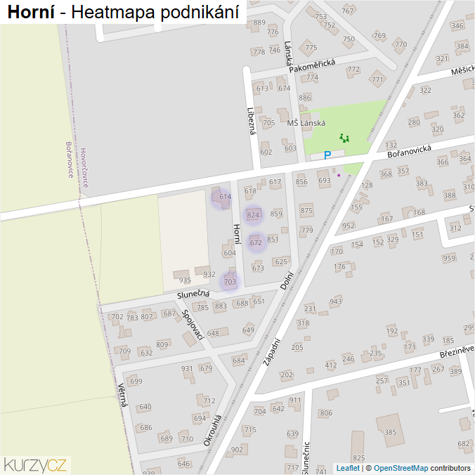 Mapa Horní - Firmy v ulici.