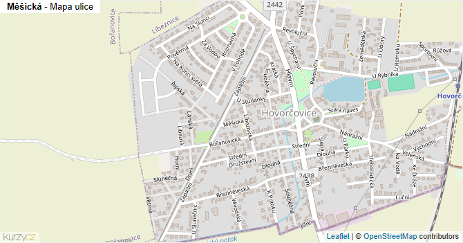 Měšická - mapa ulice