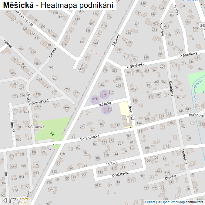 Mapa Měšická - Firmy v ulici.