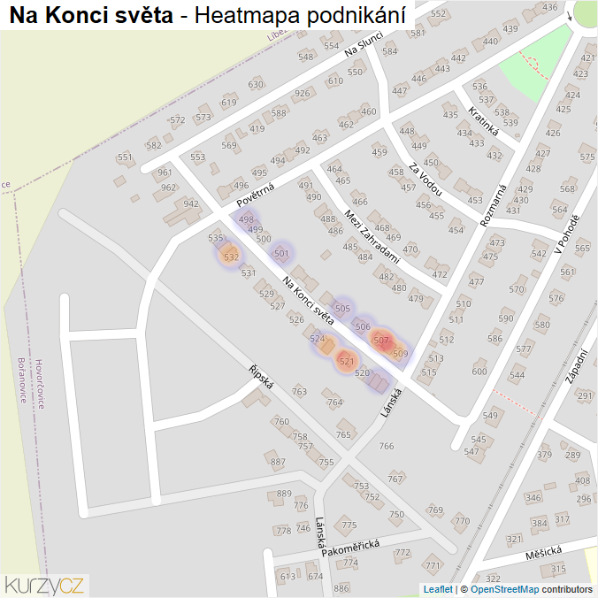Mapa Na Konci světa - Firmy v ulici.