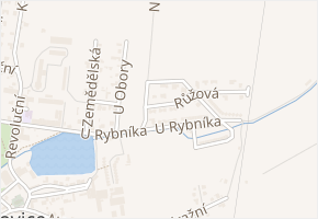 Růžová v obci Hovorčovice - mapa ulice