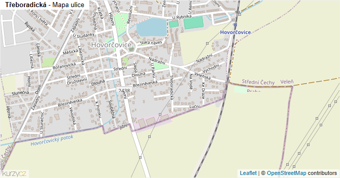 Třeboradická - mapa ulice