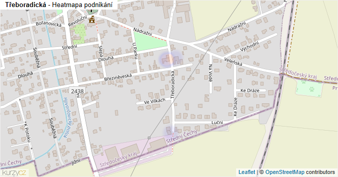 Třeboradická - mapa podnikání