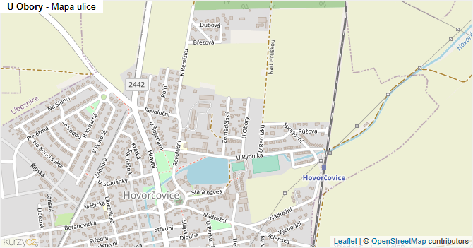 U Obory - mapa ulice