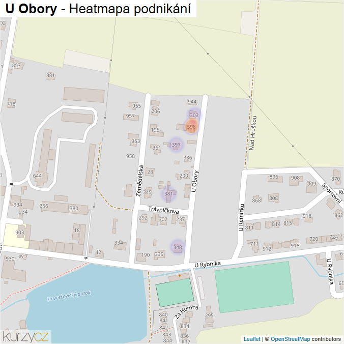 Mapa U Obory - Firmy v ulici.