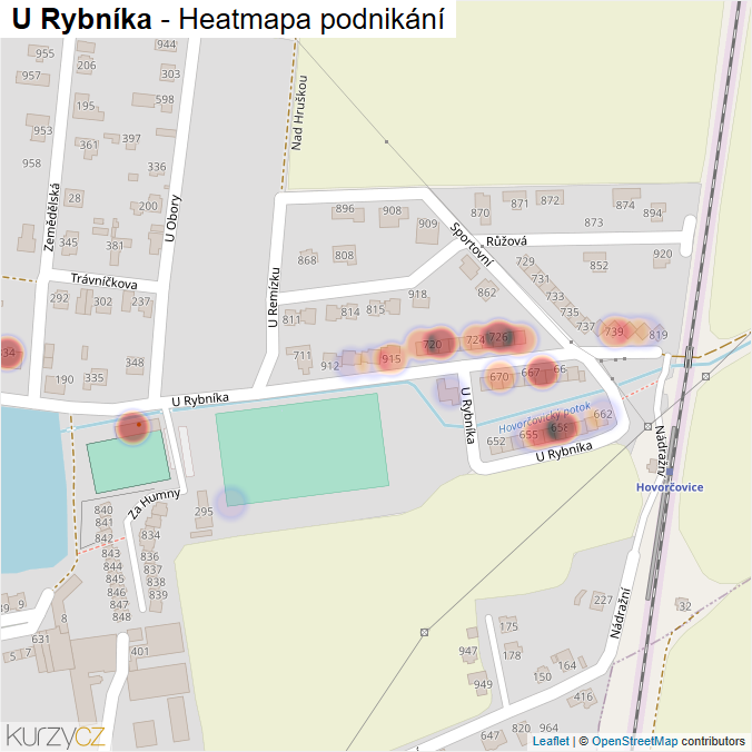 Mapa U Rybníka - Firmy v ulici.