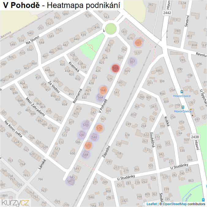 Mapa V Pohodě - Firmy v ulici.