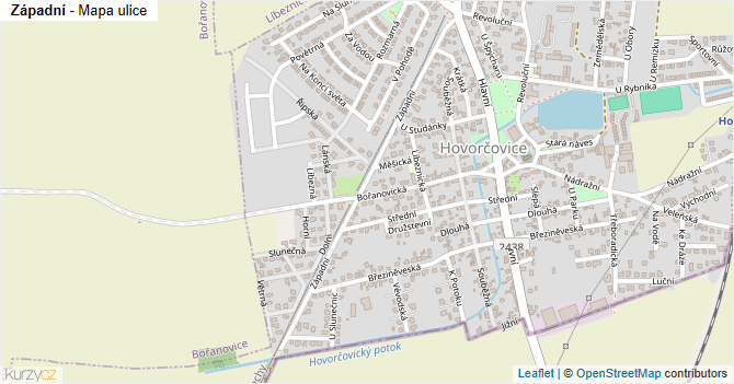 Západní - mapa ulice