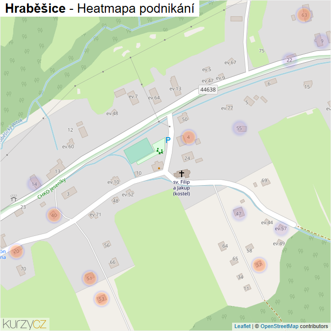 Mapa Hraběšice - Firmy v části obce.