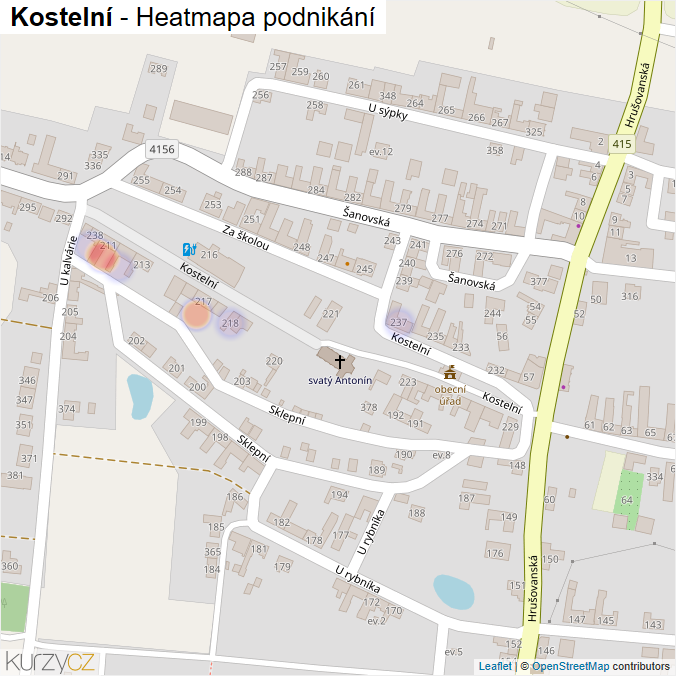 Mapa Kostelní - Firmy v ulici.